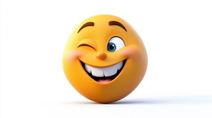Fototapeta premium Cheerful Smiley Emoji with Winking Expression