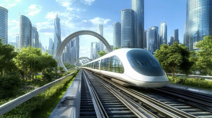 Fototapeta premium Futuristic City Train Transportation System