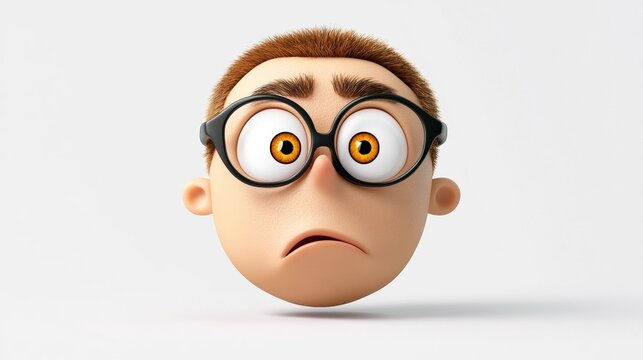Cartoon character with large eyes and round glasses