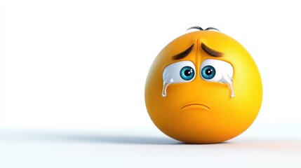 Fototapeta premium Sad Emoji with Tearful Eyes and Concerned Expression