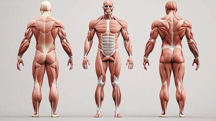 Realistic Illustration of Human Muscular System