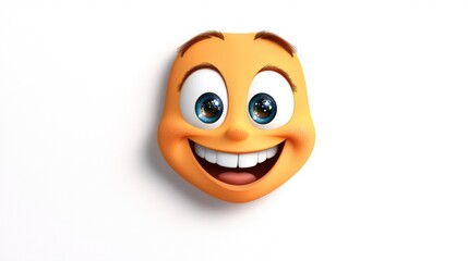 Fototapeta premium Happy emoji face with bright eyes and cheerful smile