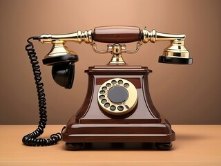 High definition of polished wooden telephone