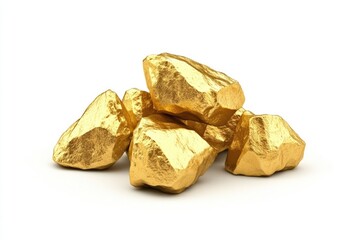 Gold nuggets  Gold nuggets isolated against a white background