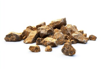Obraz premium Gold nuggets on white background.