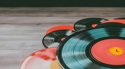 Vintage Vinyl Records Stack
