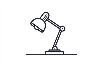 Line icon for a desk lamp, aiming for simplicity and elegance in design.