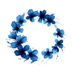 Circle flower color brush stroke on transparent background