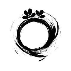 Circle flower color brush stroke on transparent background