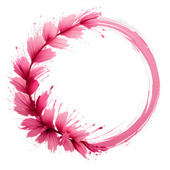 Circle flower color brush stroke on transparent background