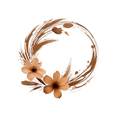Circle flower color brush stroke on transparent background
