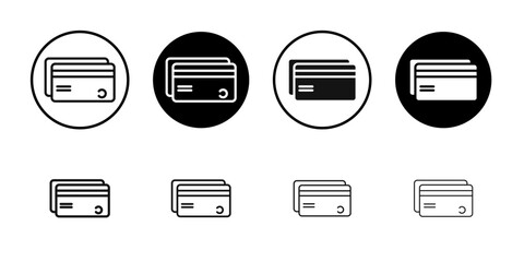 Credit card icon Flat simple outline set