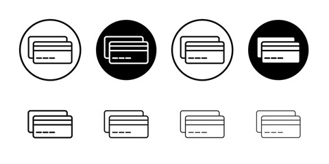 Credit card icon Flat simple outline set
