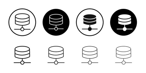 Database icon Flat simple outline set