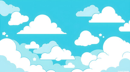 シンプルな青空と雲のイラスト背景