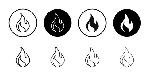 Fire icon Flat simple outline set