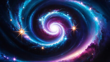 Fototapeta premium Spinning galaxy with bursts of bright stars. Created with Generative AI Technology