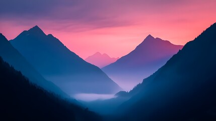 Obraz premium Silhouetted Mountains Sunrise