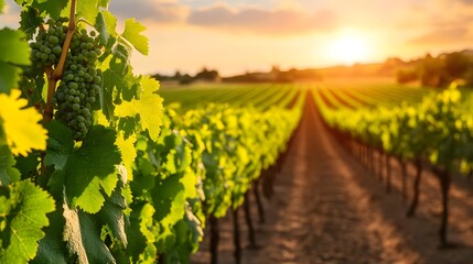 Fototapeta premium Vineyard Sunset Grapes