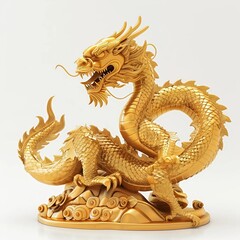 Fototapeta premium golden dragon on white