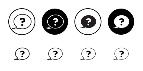 Question icon Flat simple outline set