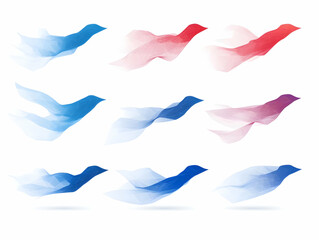 Abstract Geometric Shapes Set with Holographic Glow - Floating Flat Vector Design Elements for Innovation in Modern Business Trends - Minimalist Style Shapes Isolated on White Background