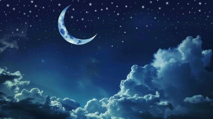 Naklejka premium Crescent Moon and Stars