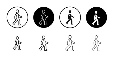 Walk icon Flat simple outline set