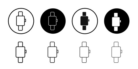 Watch icon Flat simple outline set