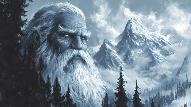 Ymir - norse frost giant. Norse Frost Giant. Illustration