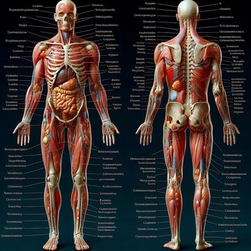 Human anatomical structure  wih name for medical students