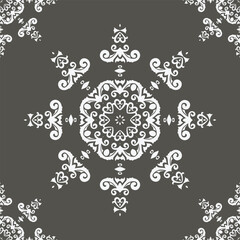 Damask Floral Patterns Geometric Ethnic Design Pattern Drawing Folk Embroidery, Aztec Ornament Print. Design for Carpet, Wallpaper, Clothing, Wrapping, Fabric