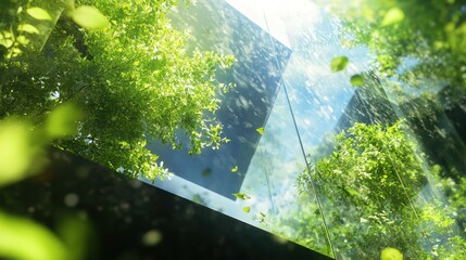 Obraz premium A close-up of the reflection in modern glass window christmas theme