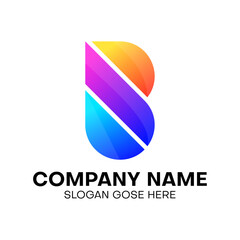 Modern colorful letter b logo design 