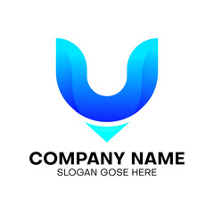 Modern letter u logo design