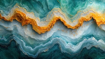 Fototapeta premium Abstract Blue, White, and Gold Swirling Stone Texture