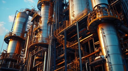 Heavy-duty equipment in a chemical plant industrial setting, showcasing the complexity of production.