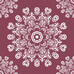 Damask Styles Endless Arabic Pattern Mehndi Design Folk Embroidery, Aztec Ornament Print. Design for Carpet, Wallpaper, Clothing, Wrapping, Fabric