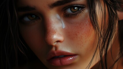Fototapeta premium nice portrait painting of a sadness girl