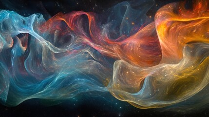 Obraz premium Abstract galaxy scene with flowing colors and ethereal light, creating a sense of cosmic wonder.