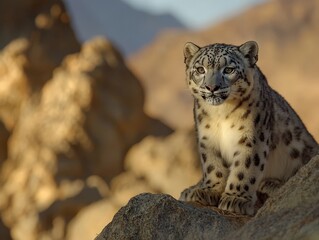 Obraz premium A community-based wildlife conservation project where locals protect endangered species like the snow leopard.