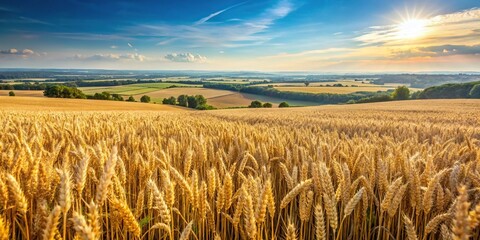 wheat field in the summer countryside landscape