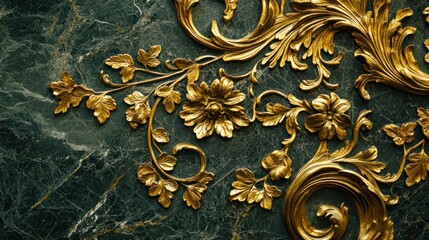 Marble surface with intricate golden filigree, enhancing luxury design