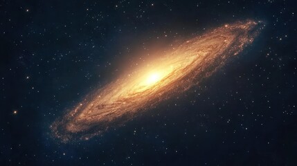 Naklejka premium A glowing Andromeda Galaxy, floating majestically in the night sky, surrounded by sparkling stars.