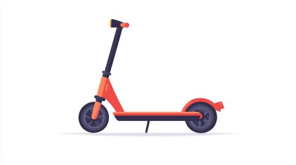 Electric Scooter Illustration Red and Black Design Modern Transportation