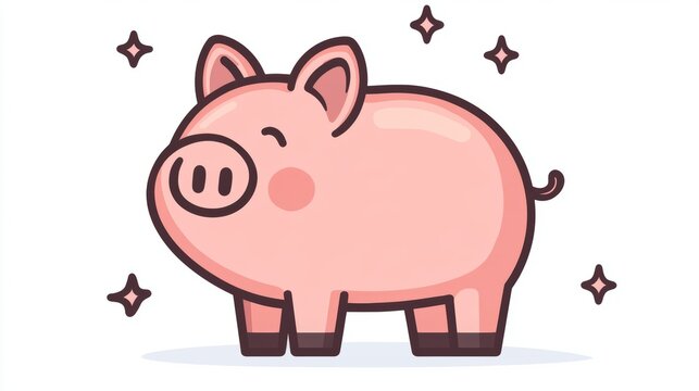 recommend clip art: Cute Pink Pig Cartoon Character Illustration Farm Animal Design