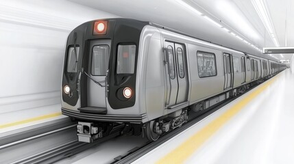 Naklejka premium Modern Subway Train Arriving at Station Platform