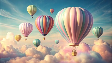 Fototapeta premium Whimsical hot air balloons floating in sky