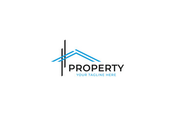 Modern Real Estate and Property Logo Minimalist House Roof Icon in Blue