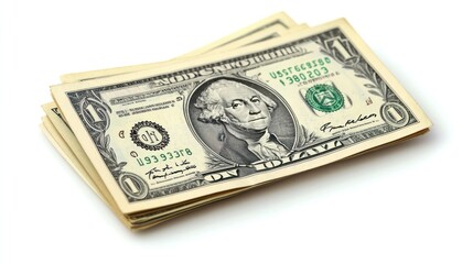 US currency notes floating isolated, detailed and realistic on white